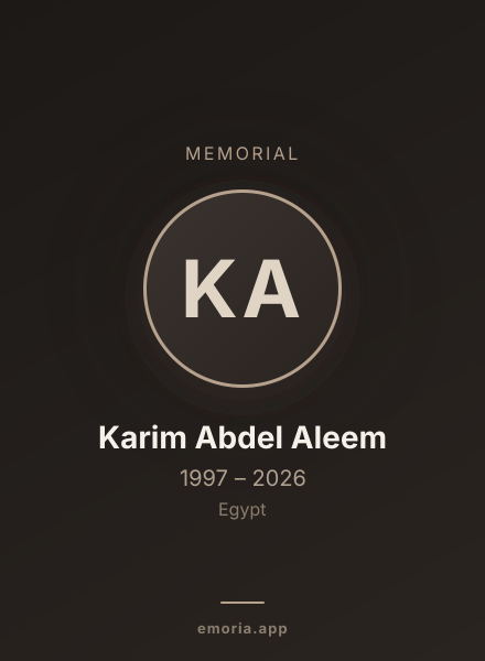 Memorial portrait of Karim Abdel Aleem