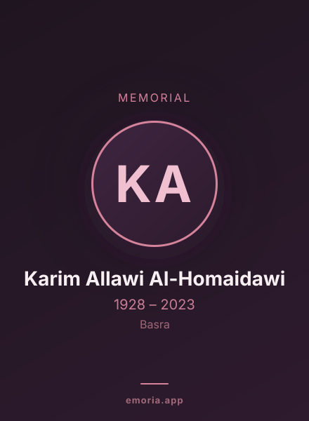 Memorial portrait of Karim Allawi Al-Homaidawi