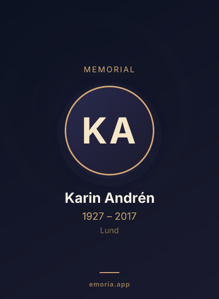 Memorial portrait of Karin Andrén