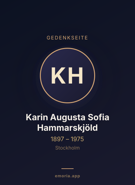 Gedenkportrait von Karin Augusta Sofia Hammarskjöld