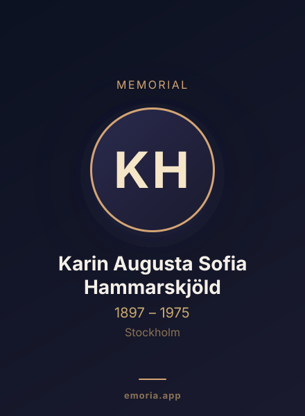 Memorial portrait of Karin Augusta Sofia Hammarskjöld