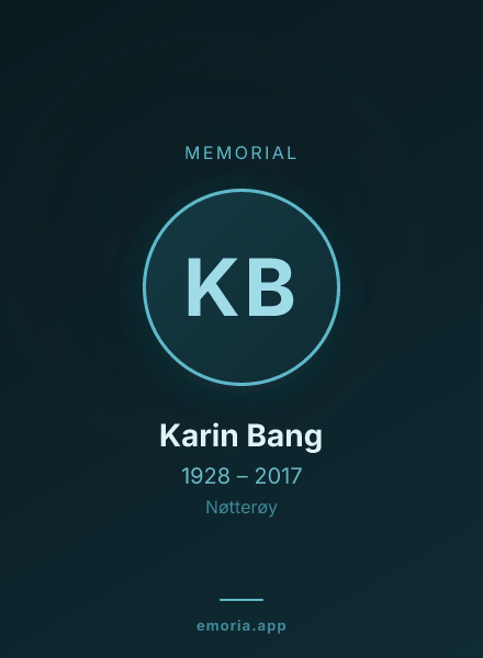 Memorial portrait of Karin Bang
