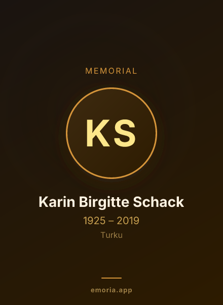 Memorial portrait of Karin Birgitte Schack