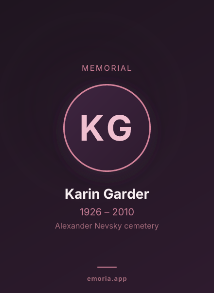 Memorial portrait of Karin Garder