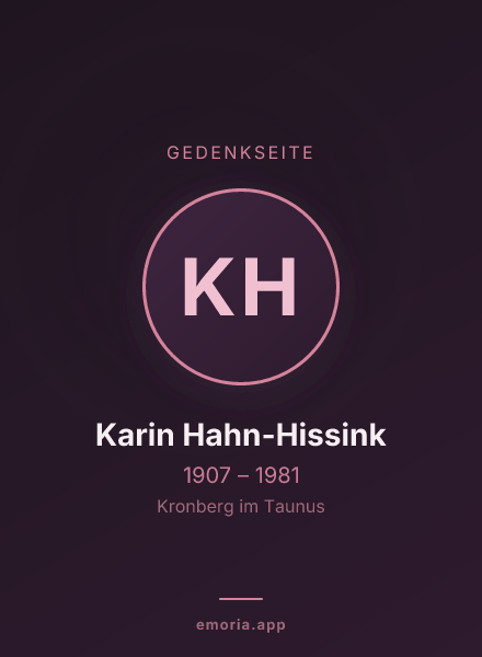 Gedenkportrait von Karin Hahn-Hissink