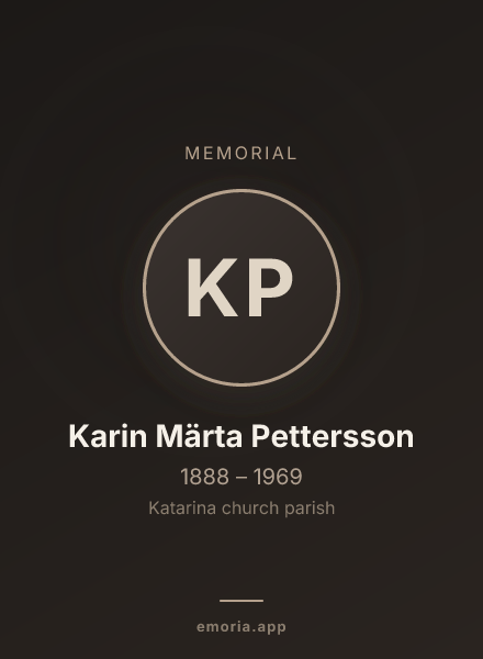 Memorial portrait of Karin Märta Pettersson