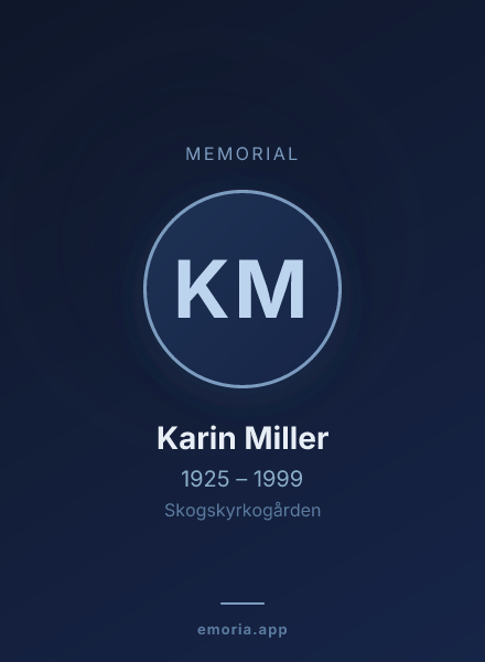 Memorial portrait of Karin Miller
