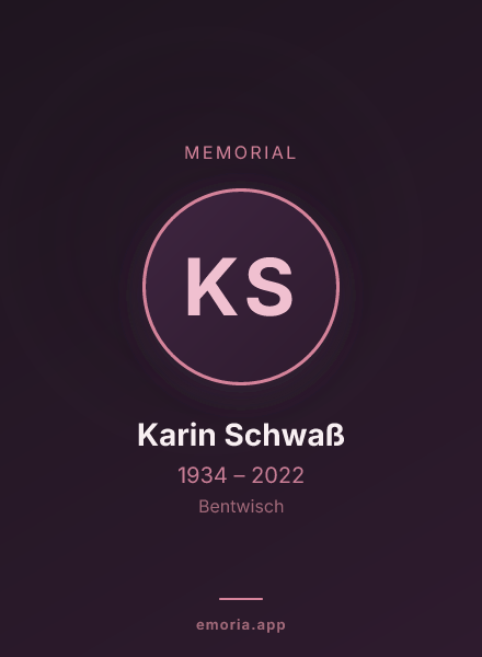 Memorial portrait of Karin Schwaß