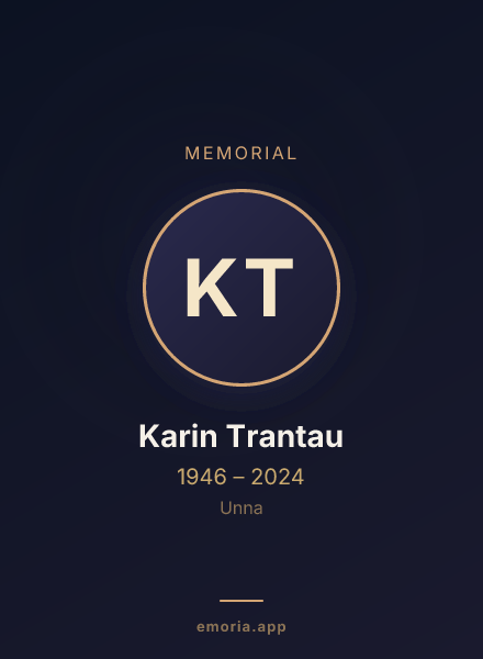 Memorial portrait of Karin Trantau