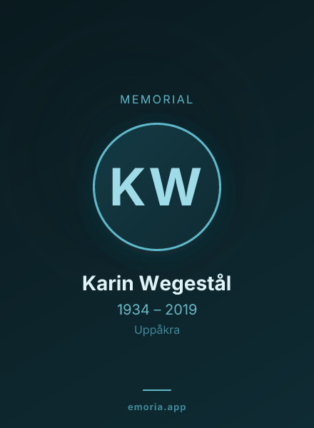 Memorial portrait of Karin Wegestål