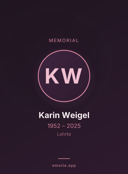 Memorial portrait of Karin Weigel