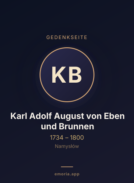 Gedenkportrait von Karl Adolf August von Eben und Brunnen