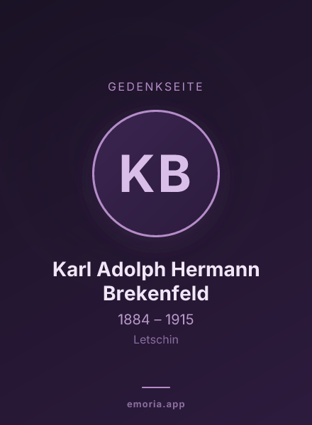 Gedenkportrait von Karl Adolph Hermann Brekenfeld