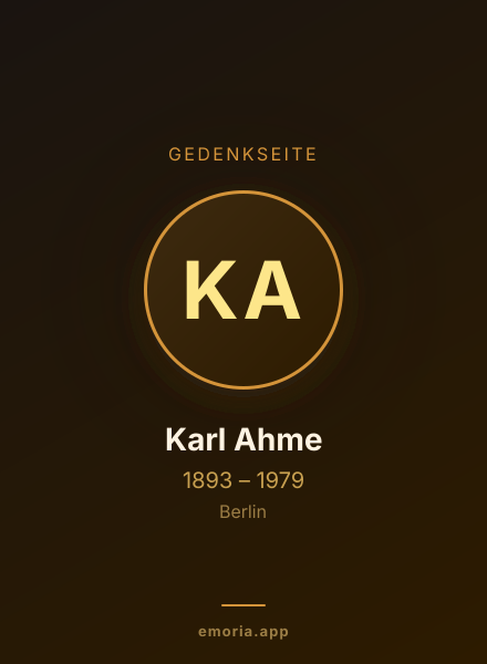 Gedenkportrait von Karl Ahme