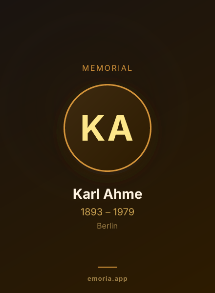 Memorial portrait of Karl Ahme