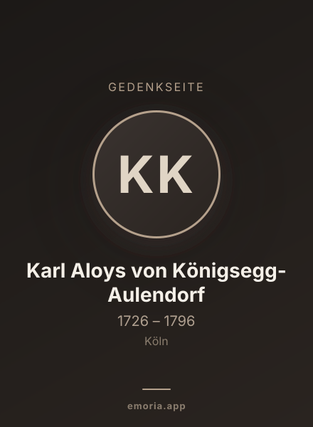 Gedenkportrait von Karl Aloys von Königsegg-Aulendorf