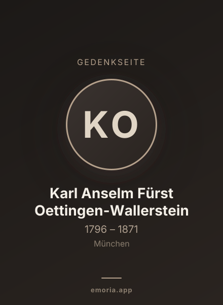 Gedenkportrait von Karl Anselm Fürst Oettingen-Wallerstein