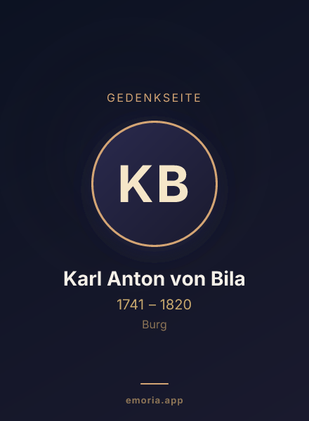 Gedenkportrait von Karl Anton von Bila