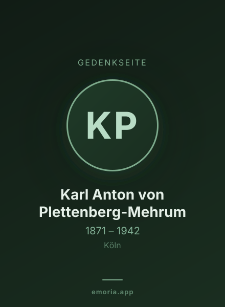 Gedenkportrait von Karl Anton von Plettenberg-Mehrum