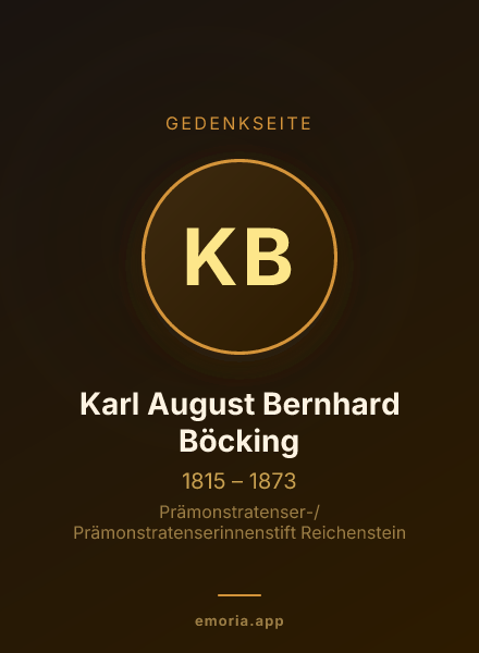 Gedenkportrait von Karl August Bernhard Böcking