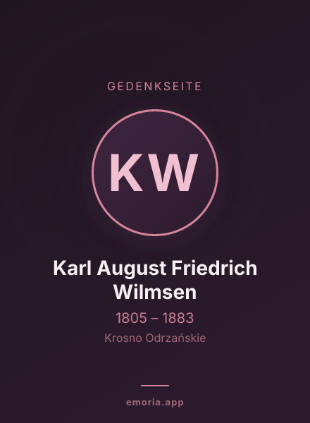 Gedenkportrait von Karl August Friedrich Wilmsen