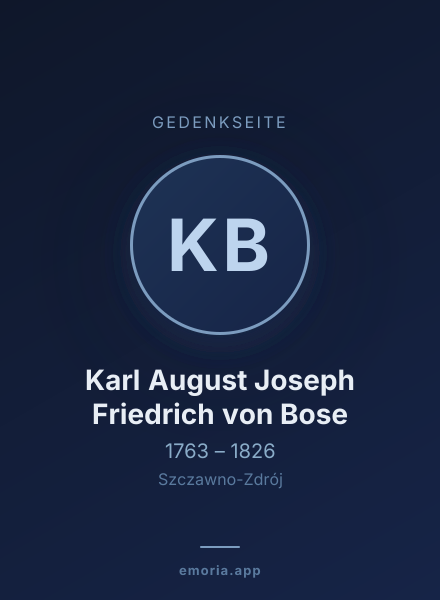 Gedenkportrait von Karl August Joseph Friedrich von Bose