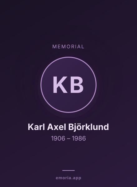 Memorial portrait of Karl Axel Björklund