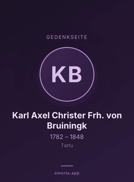Gedenkportrait von Karl Axel Christer Frh. von Bruiningk