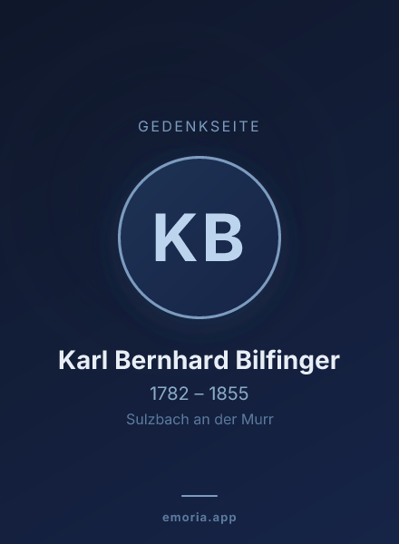 Gedenkportrait von Karl Bernhard Bilfinger