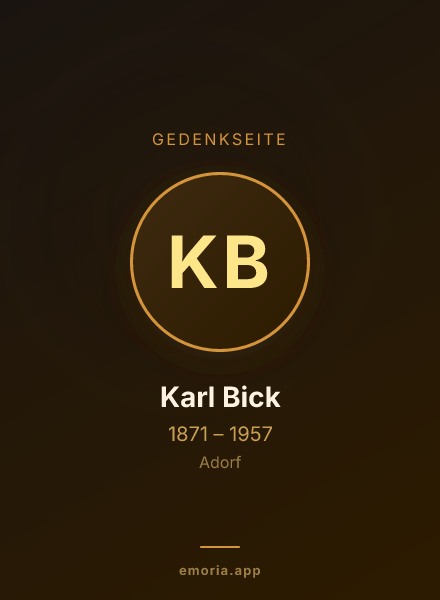 Gedenkportrait von Karl Bick