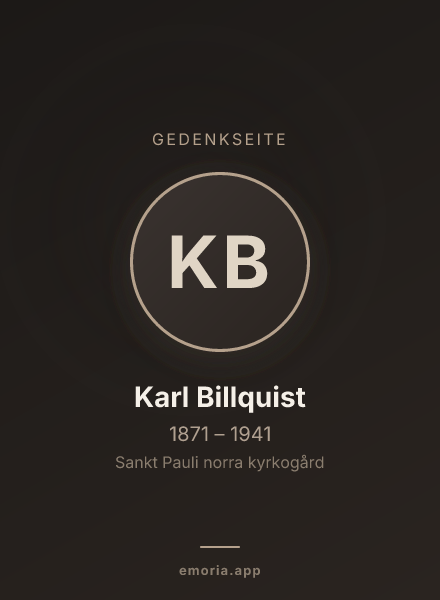 Gedenkportrait von Karl Billquist