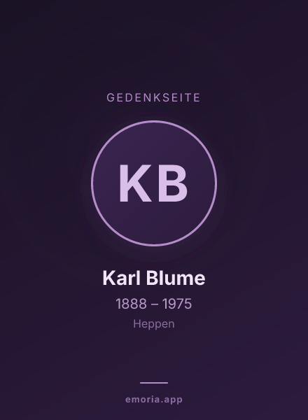 Gedenkportrait von Karl Blume