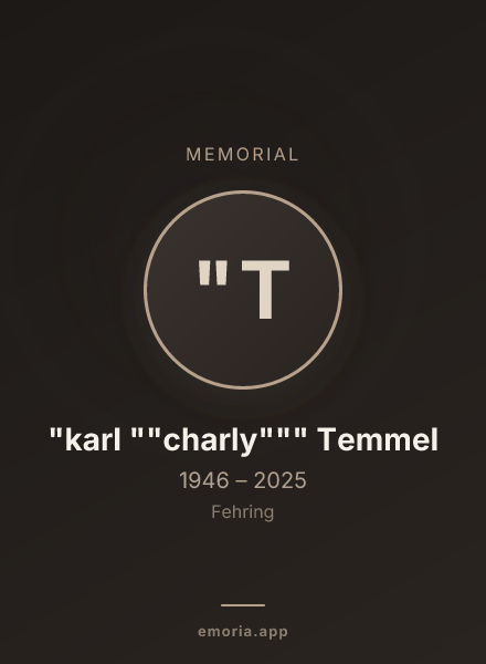 Memorial portrait of "karl ""charly""" Temmel
