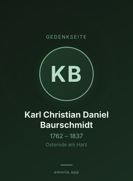Gedenkportrait von Karl Christian Daniel Baurschmidt