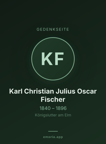 Gedenkportrait von Karl Christian Julius Oscar Fischer