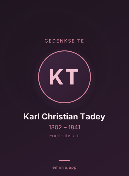 Gedenkportrait von Karl Christian Tadey