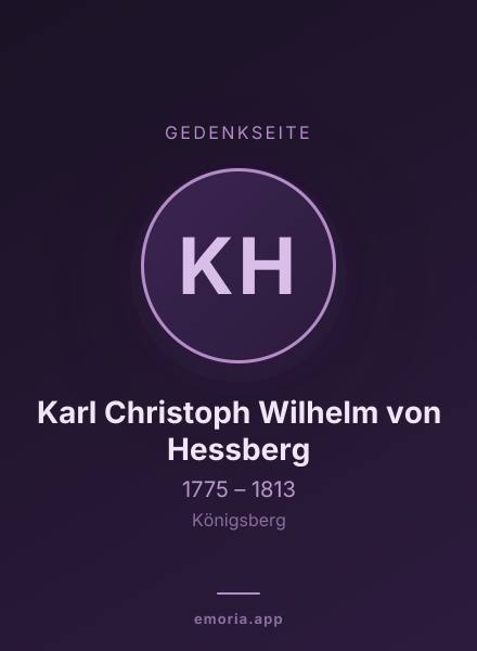 Gedenkportrait von Karl Christoph Wilhelm von Hessberg
