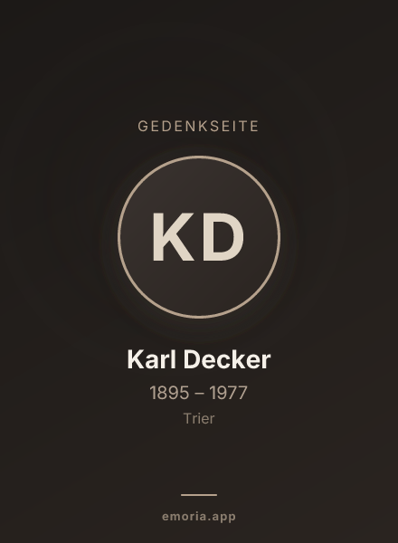 Gedenkportrait von Karl Decker