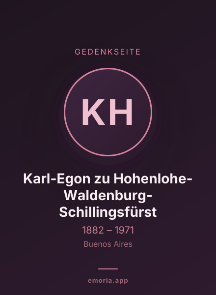 Gedenkportrait von Karl-Egon zu Hohenlohe-Waldenburg-Schillingsfürst