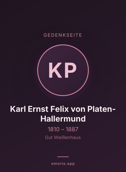 Gedenkportrait von Karl Ernst Felix von Platen-Hallermund