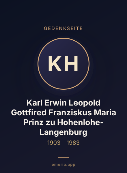 Gedenkportrait von Karl Erwin Leopold Gottfired Franziskus Maria Prinz zu Hohenlohe-Langenburg