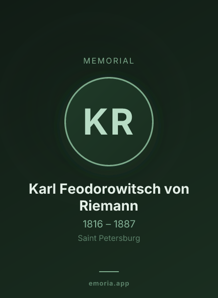 Memorial portrait of Karl Feodorowitsch von Riemann