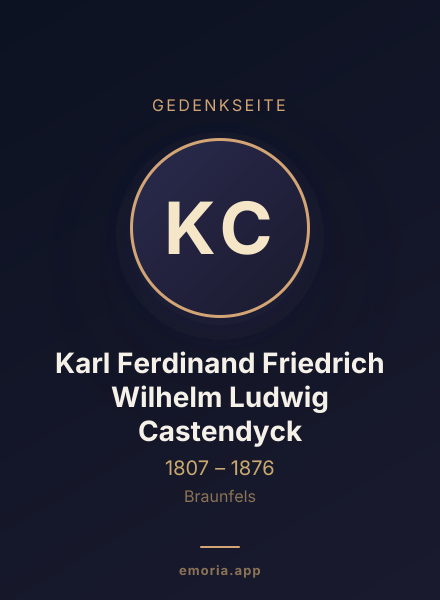 Gedenkportrait von Karl Ferdinand Friedrich Wilhelm Ludwig Castendyck