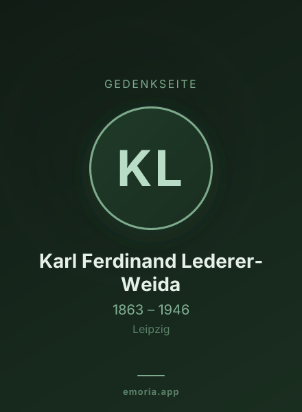 Gedenkportrait von Karl Ferdinand Lederer-Weida