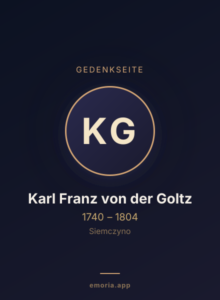 Gedenkportrait von Karl Franz von der Goltz
