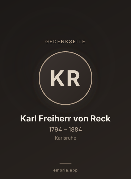 Gedenkportrait von Karl Freiherr von Reck