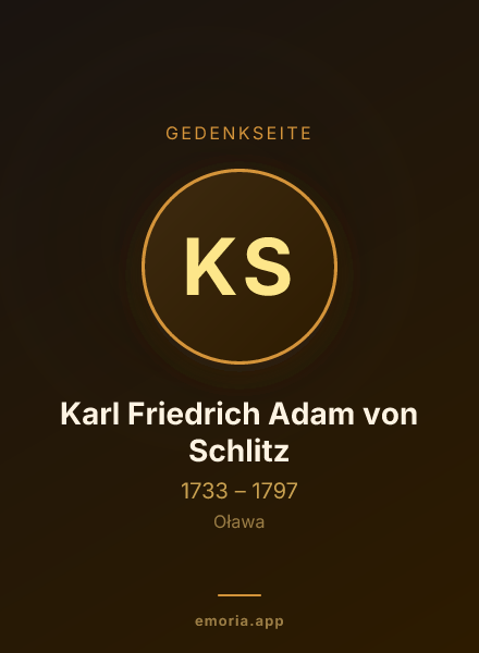 Gedenkportrait von Karl Friedrich Adam von Schlitz