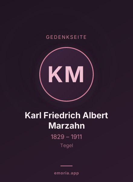 Gedenkportrait von Karl Friedrich Albert Marzahn