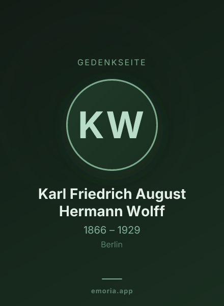 Gedenkportrait von Karl Friedrich August Hermann Wolff