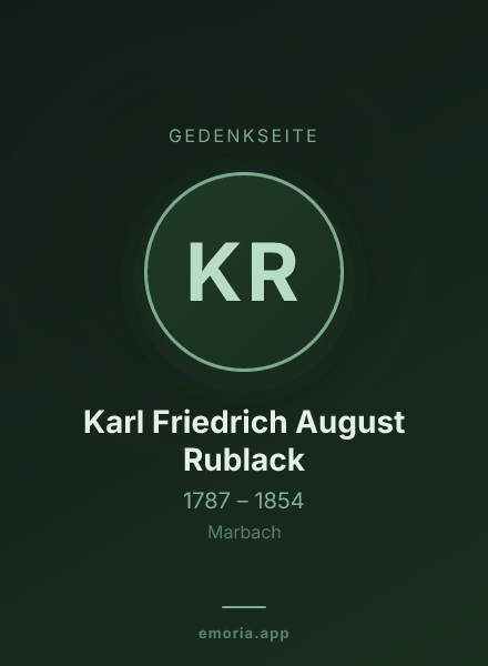 Gedenkportrait von Karl Friedrich August Rublack